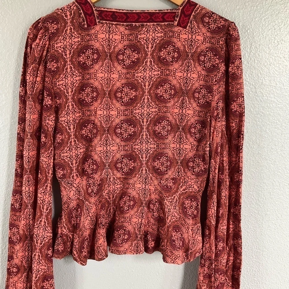 Free people Time of Your Life Top coral combo color size Small T81